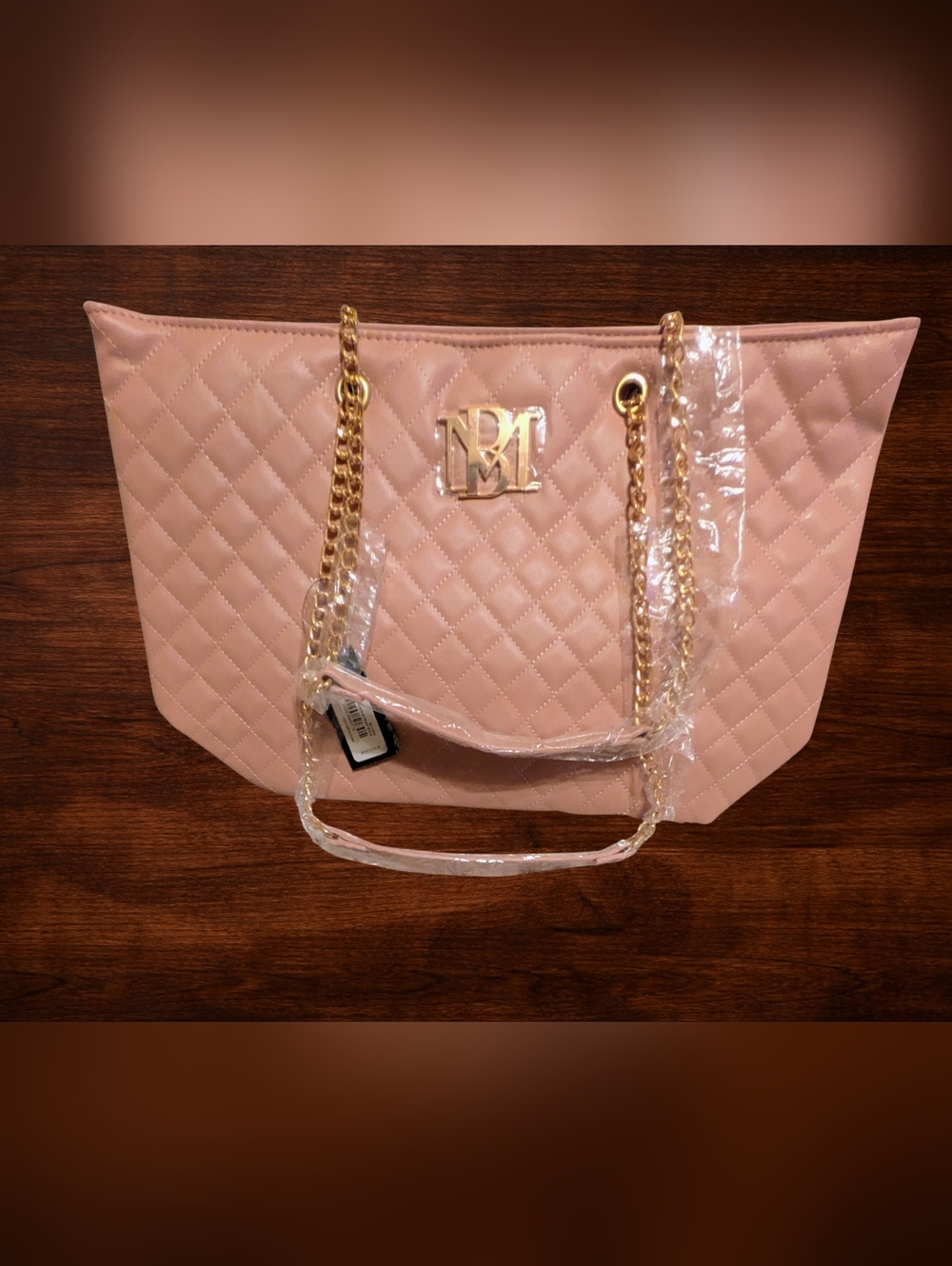 Badgley Mischka Large Tote - Quilted - Blush Pink - Vegan - NWT - Picture 3 of 6
